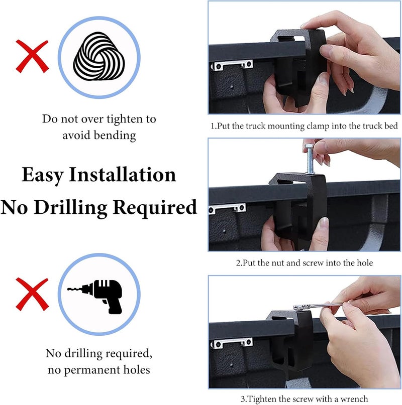 ZNDAW 4PCS Camper Shell Clamps, Heavy Duty Truck Cap Mounting Clamps Camper Shell, High Strength Aluminum Truck Bed Clamp for Silverado Sierra 1500 2500 3500 Ram 1500 2500 3500 - Image 3